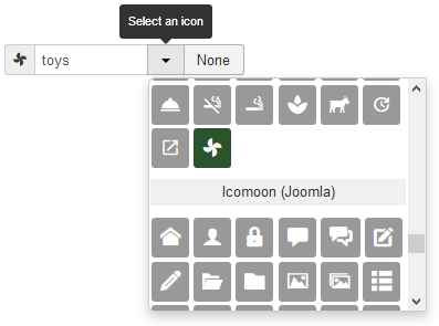 Menu item icon selection